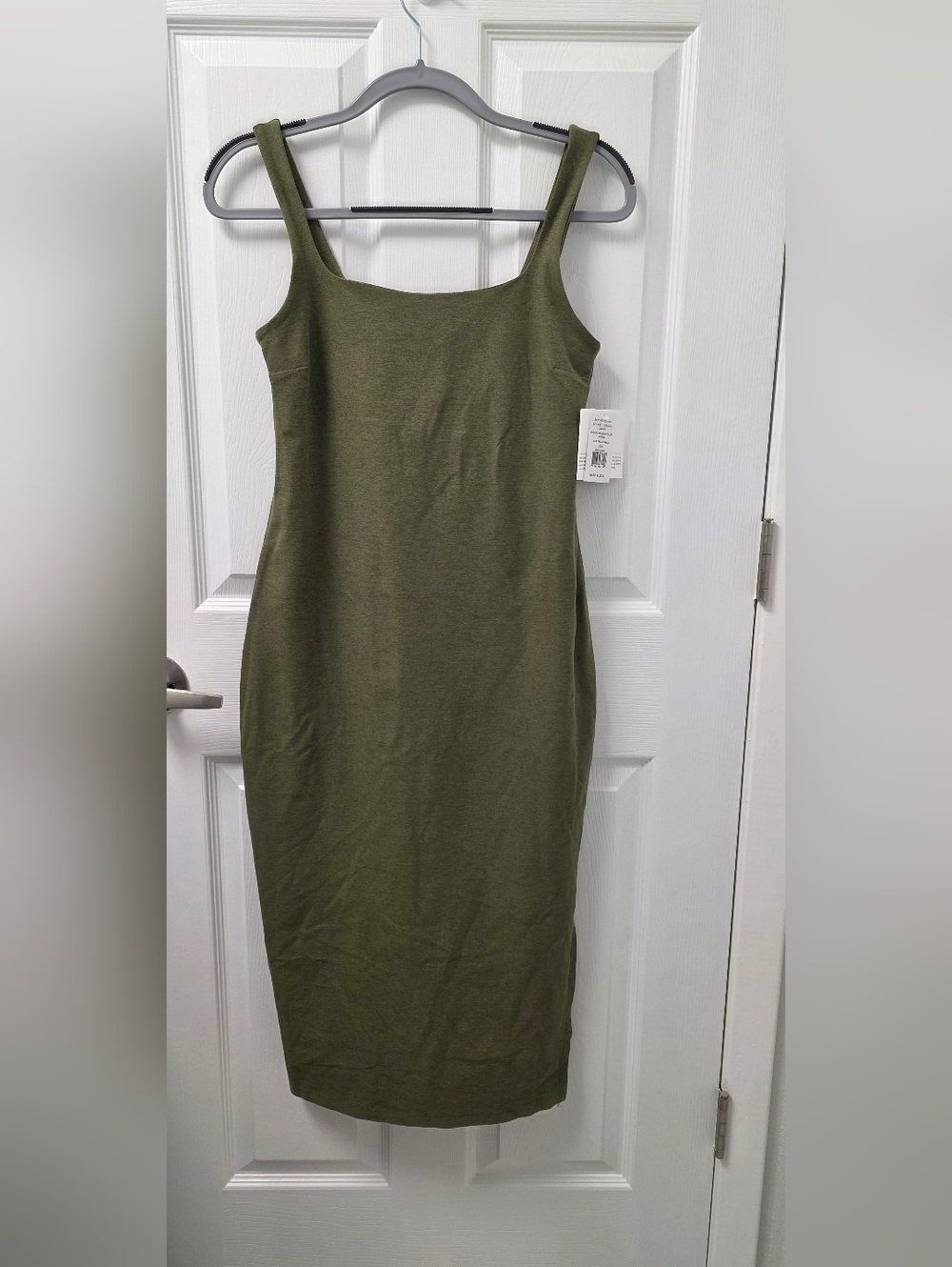 Beyond Yoga Body Con Booty Midi Slit Sleeveless Dress Green NEW, NO TAG
